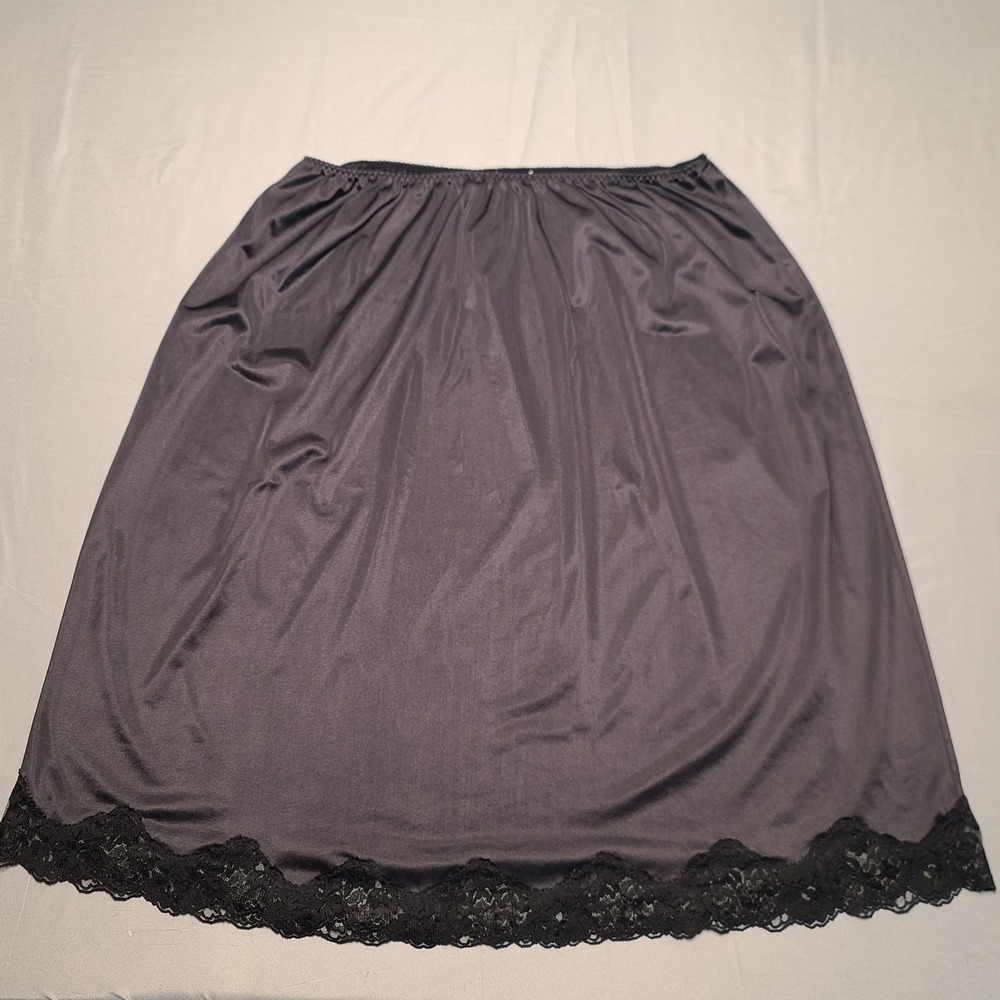 Vintage Bestform Half Slip Women 3X Black Lace Trim Silky Coquette Grandma 90s